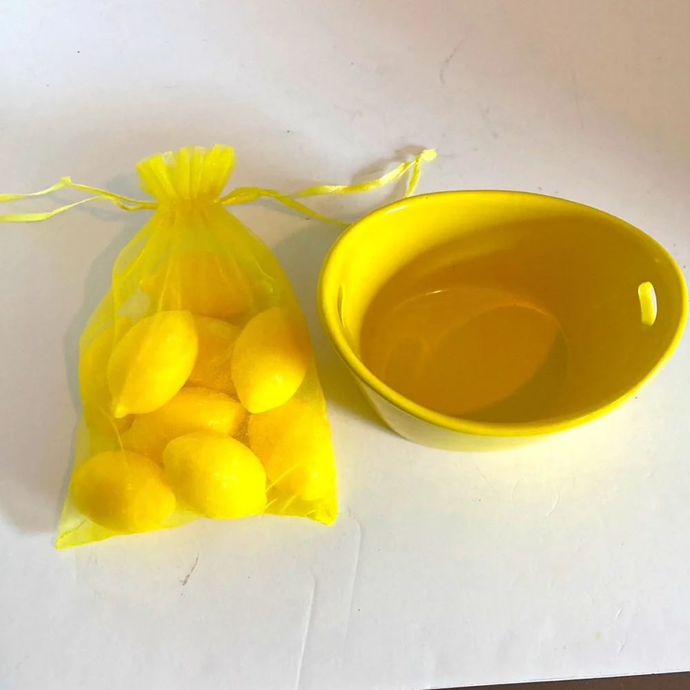 BOWL of LEMON Soaps for Bathroom or Kitchen Sink  GIFT SET